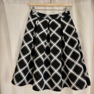 EXPRESS BLACK & WHITE WINDOWPANE PLAID FULL MIDI SKIRT